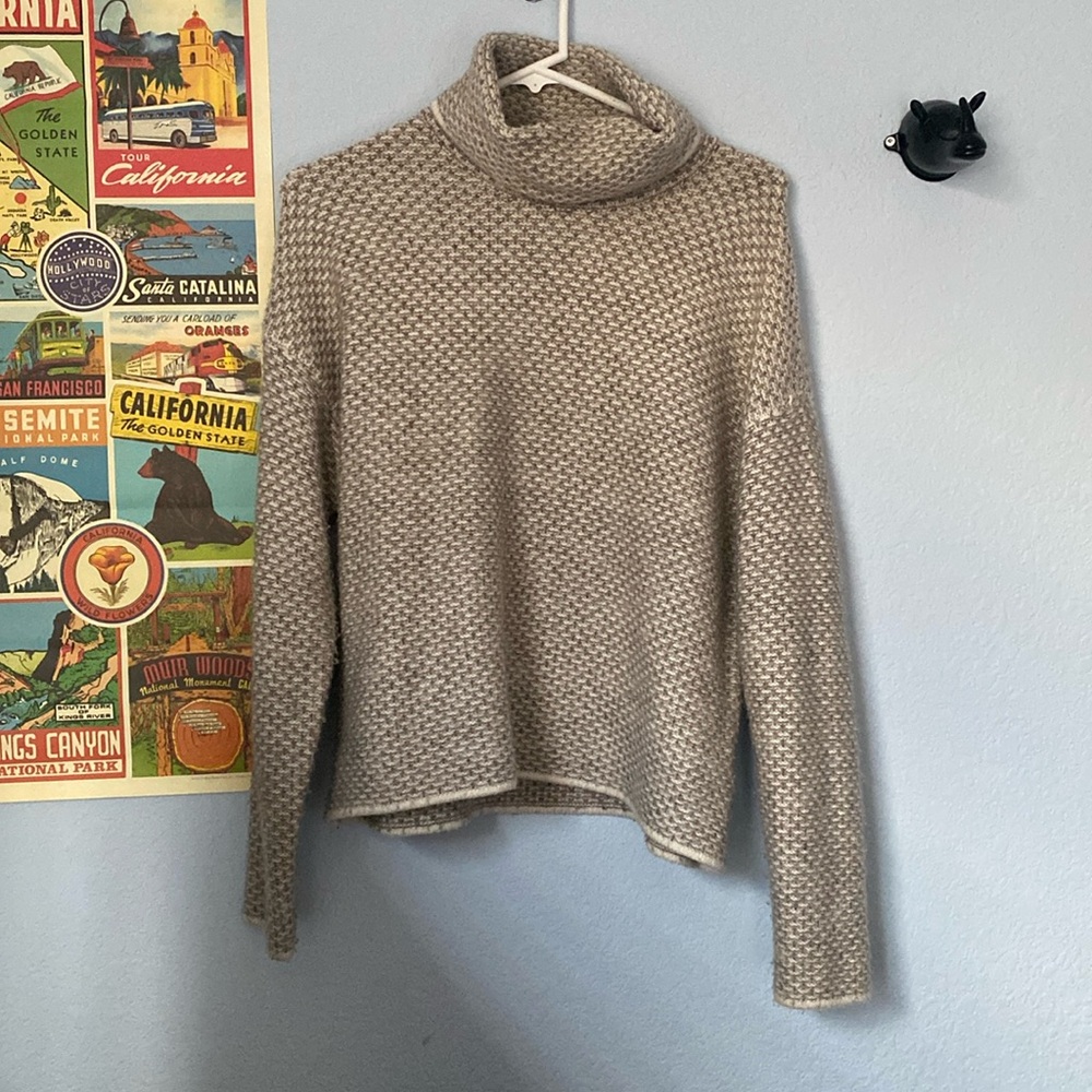 Cozy boxy knit turtleneck sweater